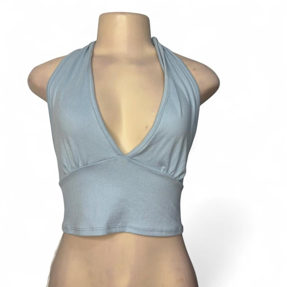 Papermoon Light Blue Halter Crop Top